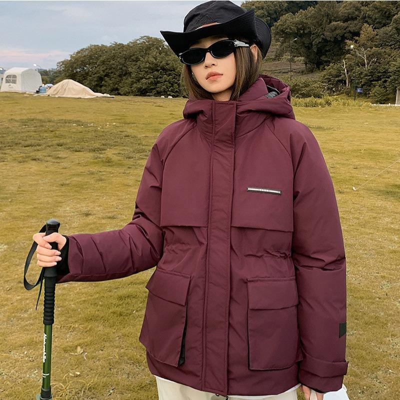 New hooded cotton clothes women's winter thickened warm outdoor tooling loose big pocket jacket