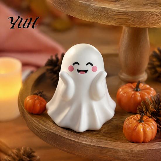 Thanksgiving Gift for Friends Halloween Cute Ghost Figurine, Mini Cartoon Statue, Little Spooky Kawaii Fall Home Decoration Desktop Ornament
