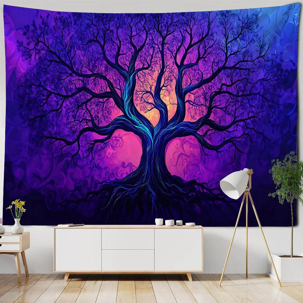 Tree Of Life Tapestry Kawaii Bedroom Decoration Mandala Home Wall Decoration Blankets Aesthetics Living Room Hanging Cloth