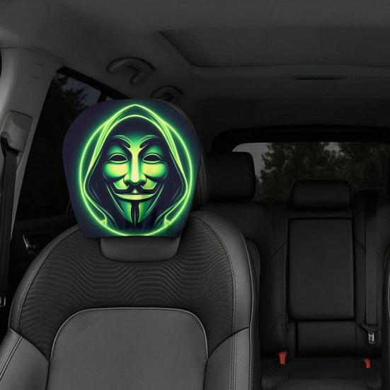 Funny Cartoon Car Headrest Covers, Universal Breathable Elastic Seat Neck Pillow Protector, Humor Spooky Auto Interior Decor for Most Vehicles