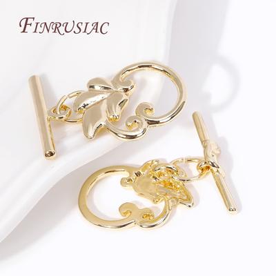18K Gold Plated Brass Leaf Shape Toggle Clasps,Fashion Bracelet/Necklace Connect Clasps For DIY Jewelry Making Supplies