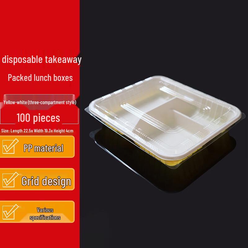 Homeglen Einweg-Rechteckige Lunchboxen mit Fächern und Deckeln