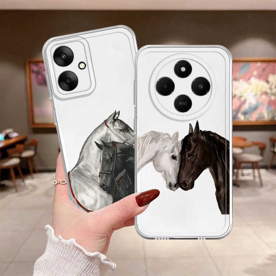 White Black Horse Case for Xiaomi Poco X3 Pro X3 NFC Soft Phone Cover