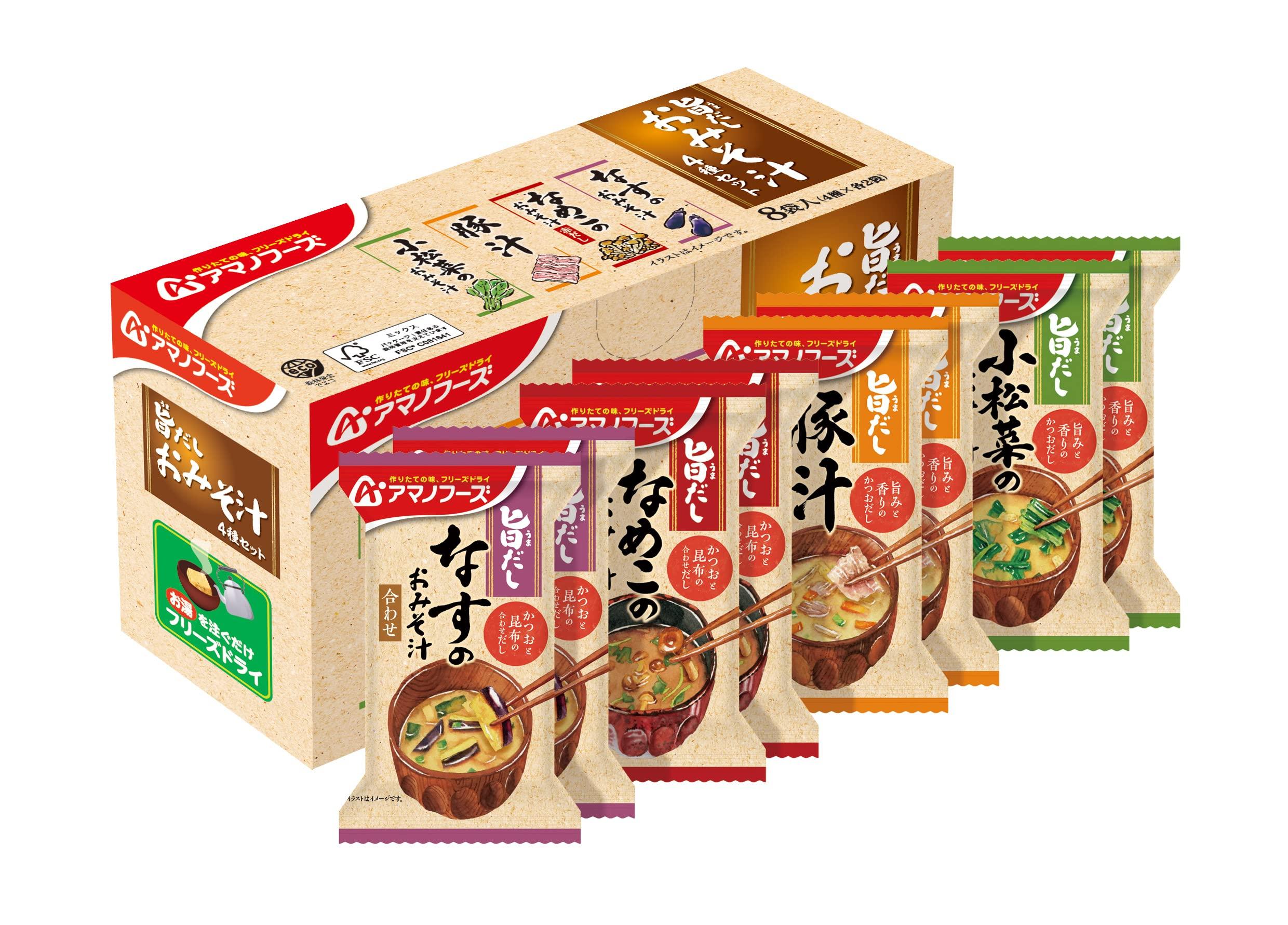 

Amano Foods Asahi Group Foods Umami Dashi Miso Soup 4 вида, набор из 8 блюд