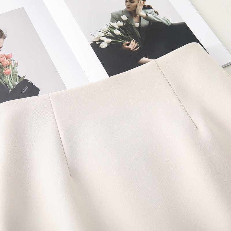 White High-Waisted Slimming Bodycon Midi Skirt for Women - 2025 Spring/Summer Fashion