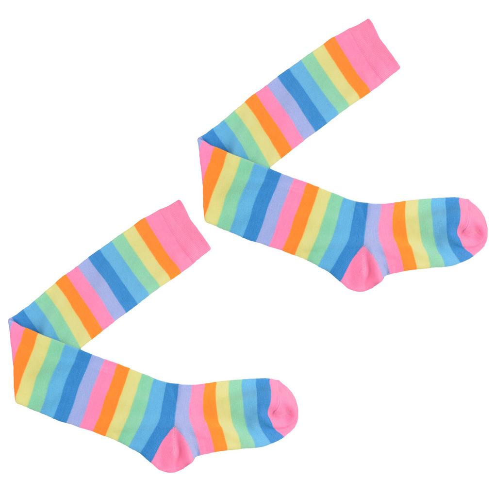 Pack of 2 Striped Plus Size Thigh High Socks Elasticity Breathability Comfortable Warm Fad Appearance Non Slip Stockings