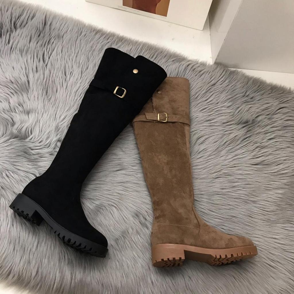 Women's Over-the-Knee High-Tube Cotton Boots with Fleece Lining and Thick Soles for Autumn and Winter