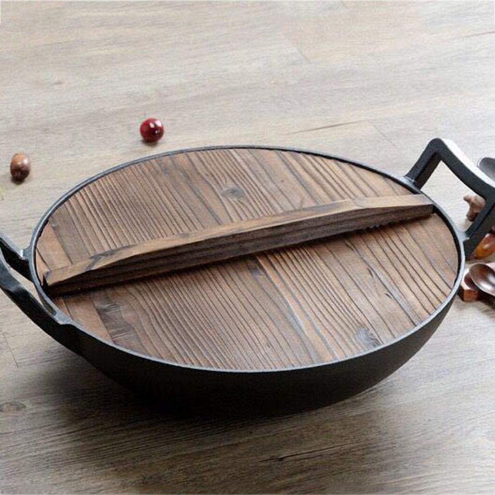Wooden Anti-overflow Handmade Anti-scalding Pan Lid Iron Pot Cover Cookware Part Fir Wood Pot Lid