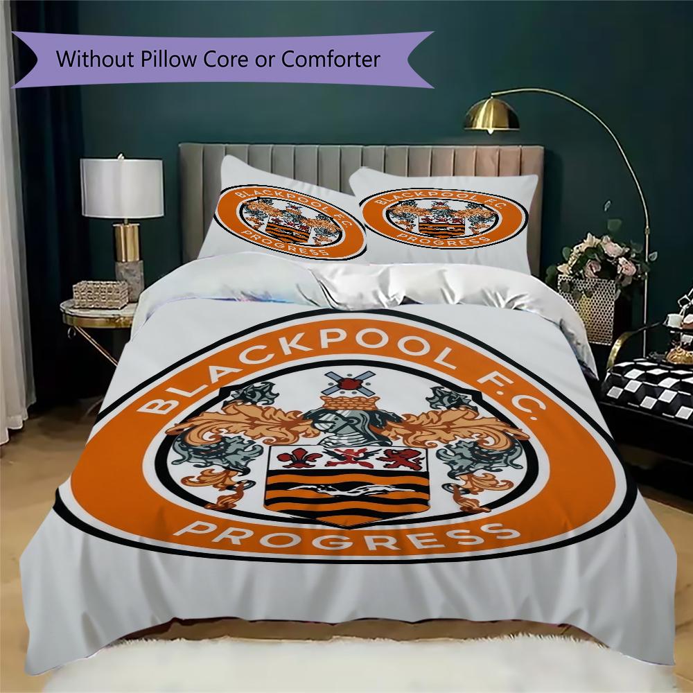 Blackpool Football Club Pattern Bedding uilt Set uilt Cover Pillowcase Home Decoration Birthday Gift (1*duvet cover + 2*pillowcase without core)