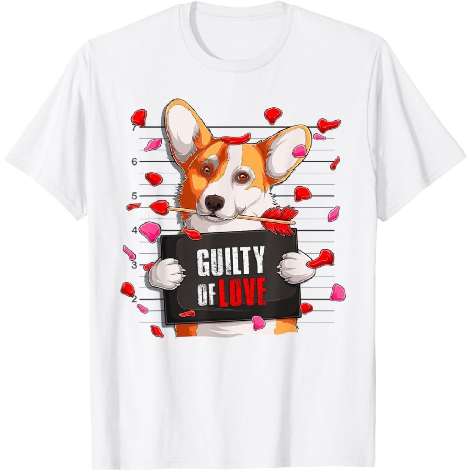 Puppy Corgi Hearts Cupid Arrow T-Shirt S