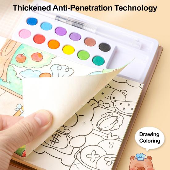 Aquarellmalbuch für Kinder mit vorgedruckten Pigmenten, kleckerfreier DIY-Malblock, pädagogische Kunstaktivität