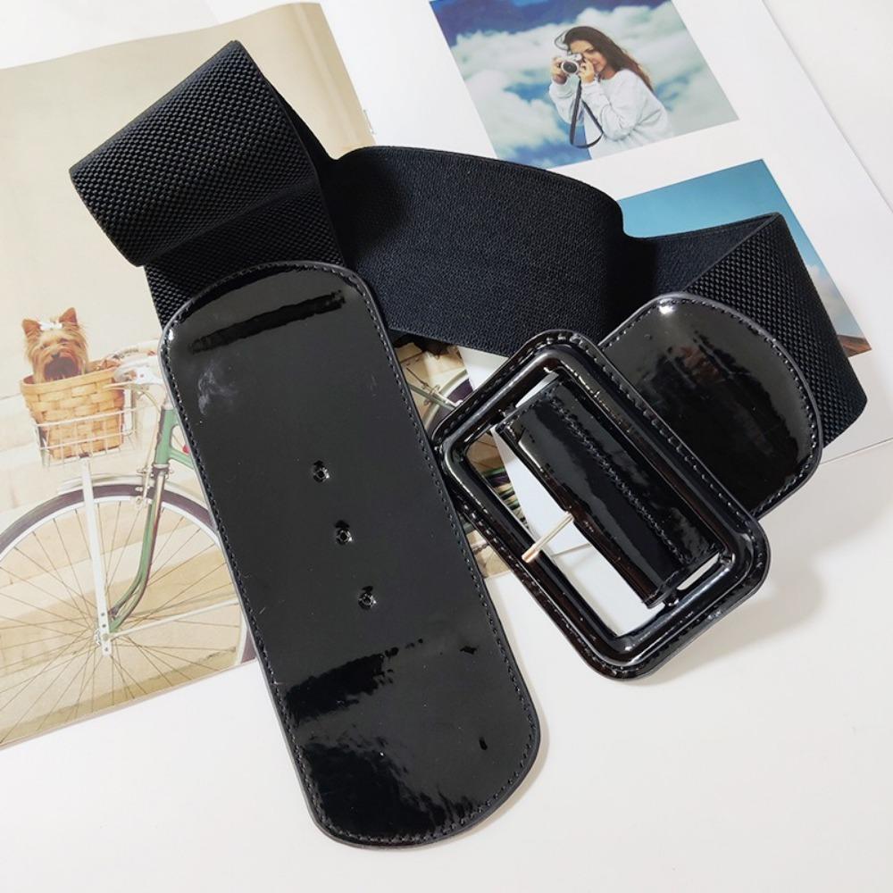 Wide Side Corset Belt Elastic Dress Waistband Fashion Stretch Cummerbunds  For Women