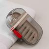 Portable Soap Tray Leakproof Household Bathroom Drain Tray Bathroom Transparent Soap Box with Lid for Camping Traveling