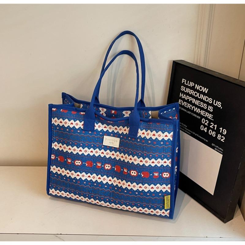 

Hot Sale Women s Bags Multi-Purpose Shoulder Handbags Multi-Pocket Beach Bags Tote Bags Woven синий