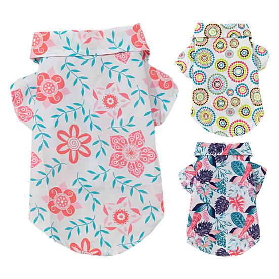 Haine pentru câini de vară Guler cu rever Imprimare cu flori pentru animale de companie Cățeluș Haine cu două picioare pentru exterior