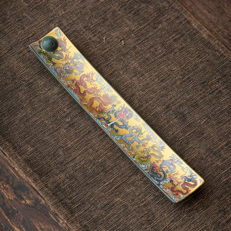 Ceramic Line Incense Burner Buddhism Zen Incense Stick Holder Chinese Enamel Colored Thread Incense Insert Aromatherapy Supplies