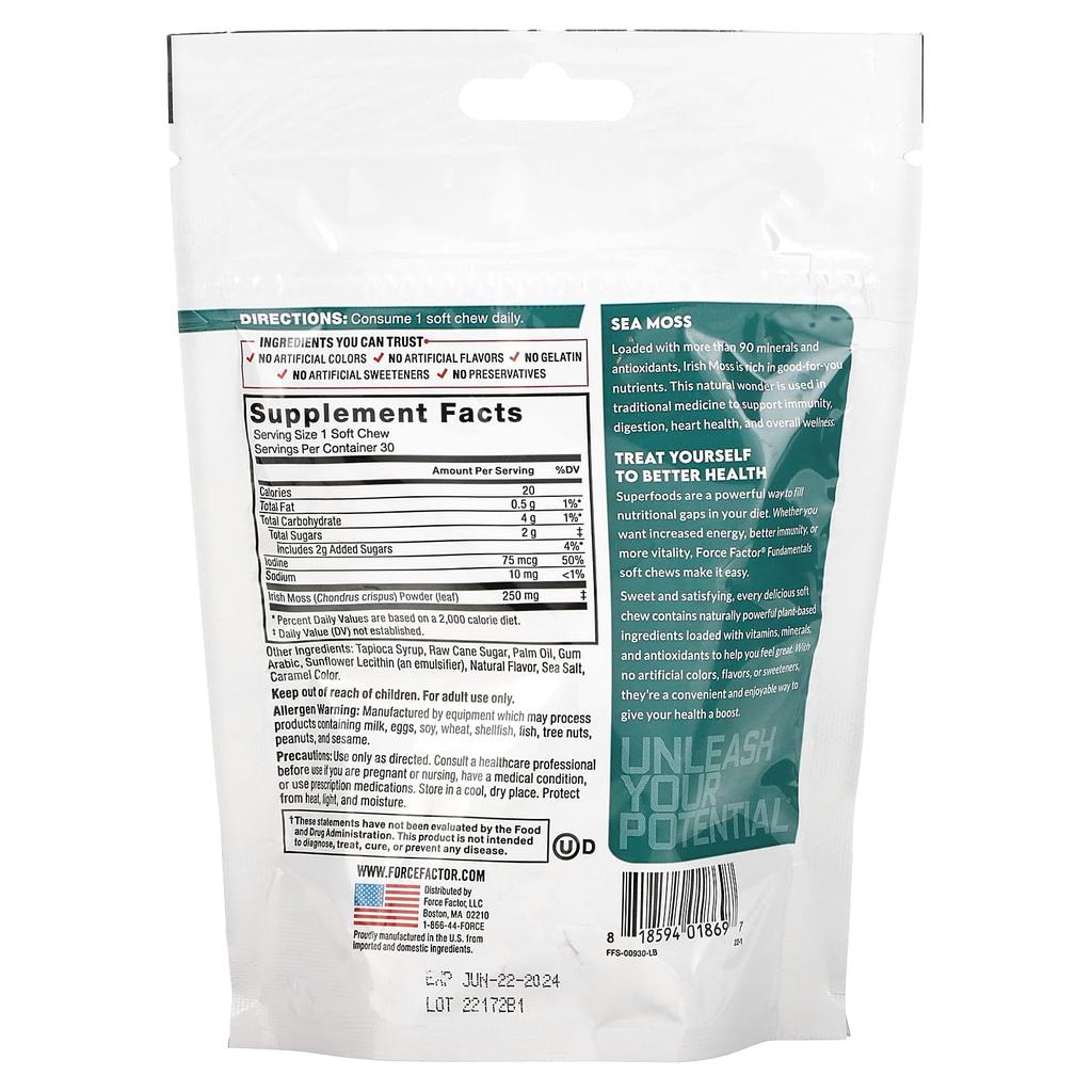 Fundamentals, Sea Moss, Salted Caramel, Soft Chews 30 Pieces (250Mg per Piece)