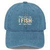 Vintage Washed Baseball Cap Adjustable Snapback With I Fish And I Know Things Embroidery Green