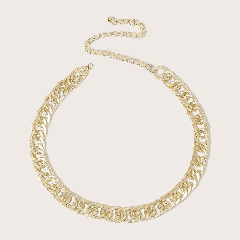 Metal Flexible Gold Waist Chain For Women With Irregular Double Ellipse Shape