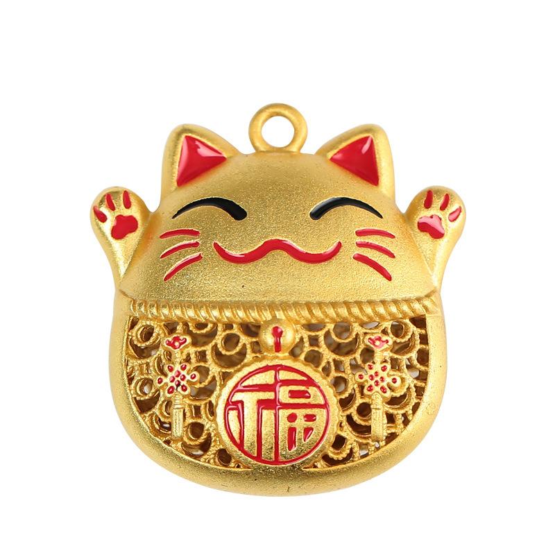 Sand Gold Keychain, Lucky Cat, Creative Car Keychain Pendant, Hollow Cat, Drip Glue, Enamel, Colorful Pendant