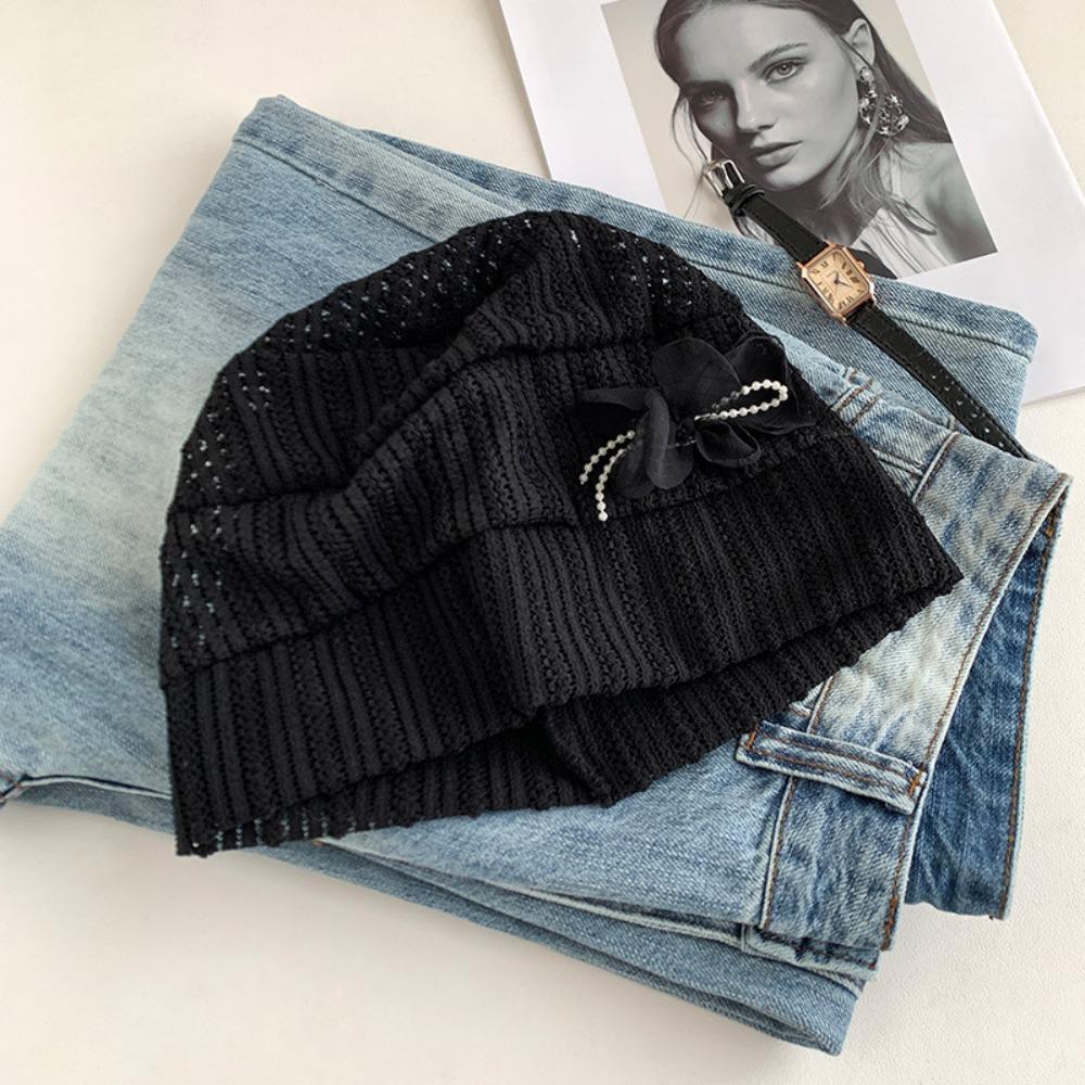 Sweet Beanies Hat Breathable Knitted Hat Casual Flower Pullover Hat  Outdoor