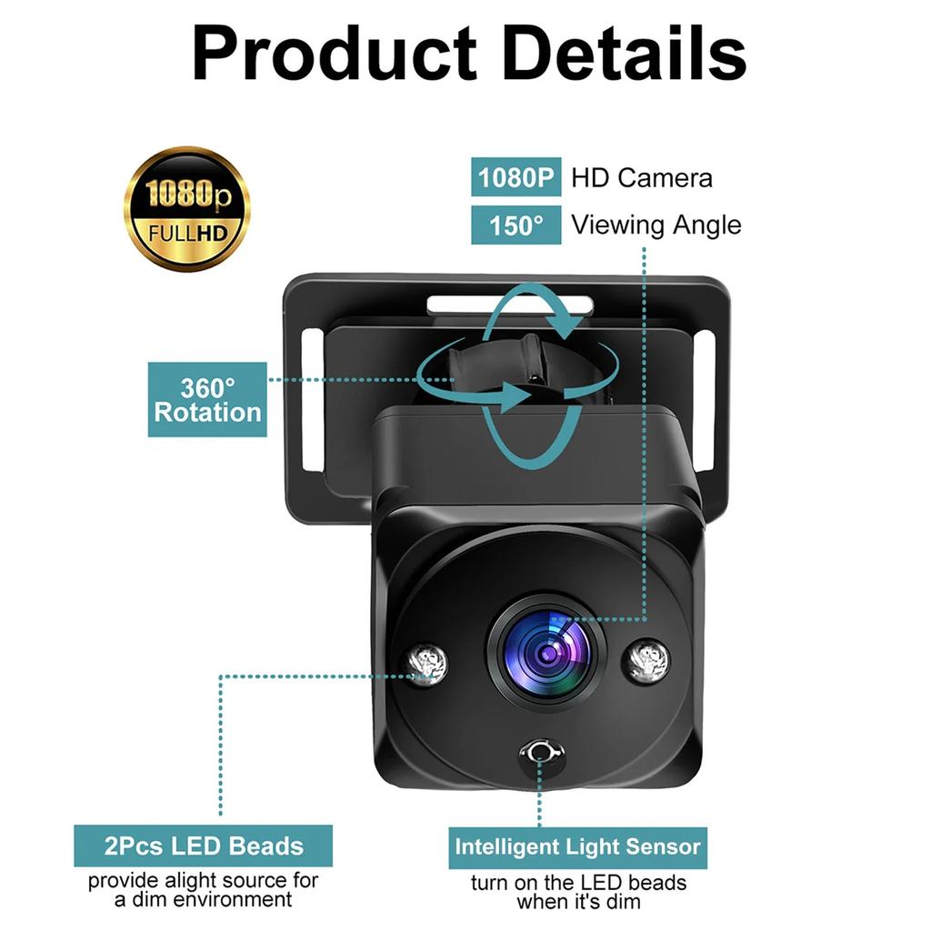 Baby Car Camera Dual Channel 5 inch 1080P Car Baby Camera Display with 2 IR Night Vision Camera and 150° Wide View Angle