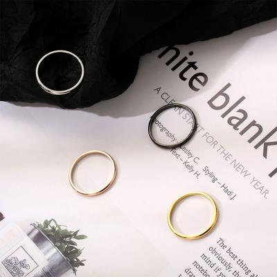 2 mm enkel silver/guld tunn stapelbar ring rostfritt stål fingerknogering för kvinnor flickor storlek US 3/4/5/6/7/8/9/10