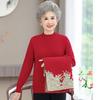 Middle-aged and Elderly Women's Cardigans Two-piece Set Mother's Sweater Suit Women's Knitted Base Shirt Top Mother-in-law Dress