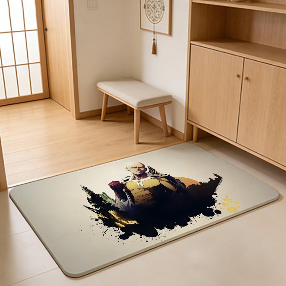ANIME O-One Punch Man Floor Mat Absorbent Floor Mat Non-Slip Entrance Rug for Bathrooms Restrooms and Toilets