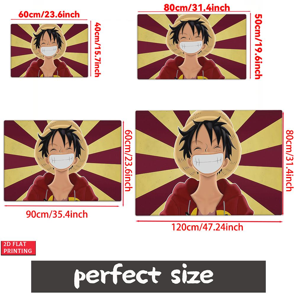 Anime Straw Hat Boy Grin Doormat, Cartoon Pirate Non-slip Floor Mat, Decorative Entrance Rug for Home Living Room Bedroom