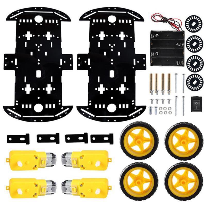 2025 Trend Intelligent Robot Assembly Car Kit DIY Kit Four-Wheel Drive Double Bottom Build Acrylic Base Car Learning Programming