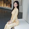 Yellow national style new Chinese long-sleeved cheongsam improved young 1011 new women's high-end sense retro spring and autumn