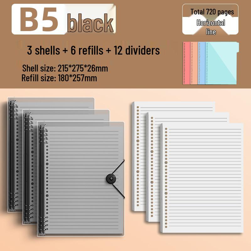 Comfortable B5 Loose-Leaf Notebook: Lined, Removable Binder, Simple Ins Style, Aesthetic Design, Ideal for Exams and High School Students.