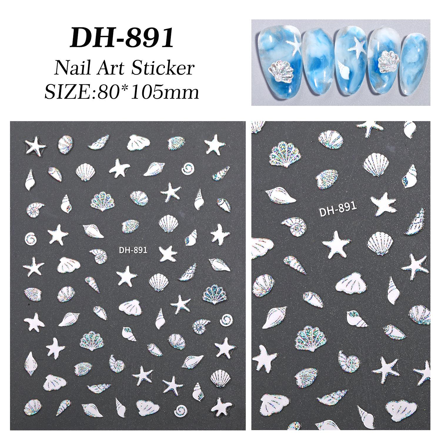 

Наклейки для ногтей Ocean Dream: Дизайн «Ракушка, Морская звезда, Медуза» - Летние самоклеящиеся украшения