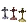 Elegancki Metalowy Krucyfiks Model Mała Statuetka Idealna do Domowego Katolickiego Wystroju Finezyjne Wykonanie Dekoracje Stołu 8,5 cm