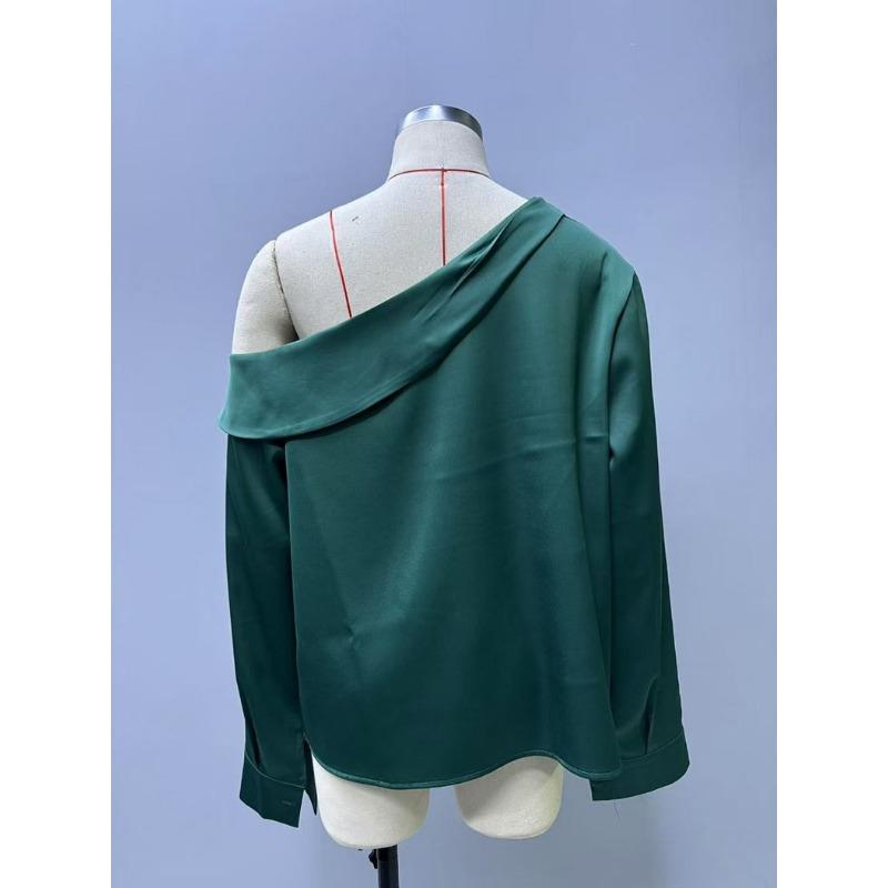 Women's Spring Fashion New Off The Shoulder Asymmetrical Long Sleeved Top