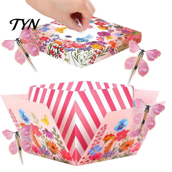 Easy Assembly Gift Box Butterfly Explosion Box, DIY Surprise Exploding Present Holder with 4 for Birthday Flying Butterflies Birthday, Anniversary,