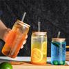 Household Cold Drink Glass Cup with Lid & Straw , Transparent High-Appearance Cola Cup for Milk , Juice & Iced Drinks