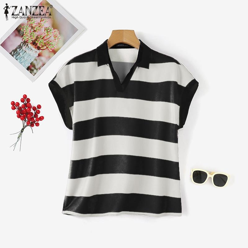 ZANZEA Dámská letní tílka bez rukávů s klopou a pruhy