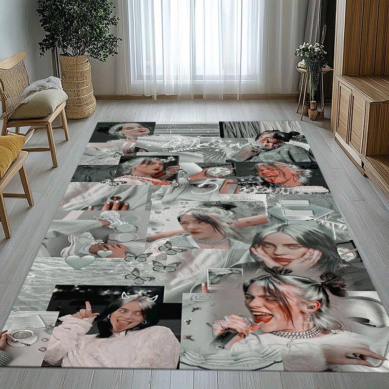 Tappeto Antiscivolo Decorazione Casa Billie Eilish Cantante Soggiorno Tappeto Morbido per Camera da Letto Stanza dei Giochi dei Bambini Divano Zerbino Regalo