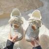 New retro German training shoes chic round head casual leather white board shoes spring