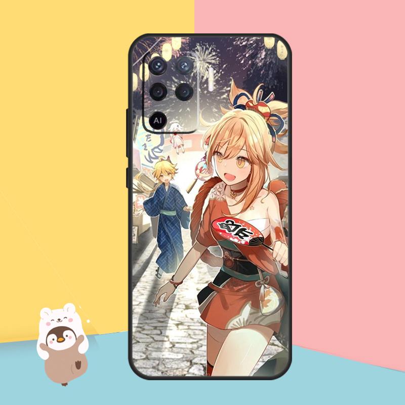 Anime Genshin Impact Yoimiya Case For OPPO A74 A93 A83 A91 A53S A9 A5 A31 A53 2020 A15 A16 A1K A52 A72 A94 A54 Cover