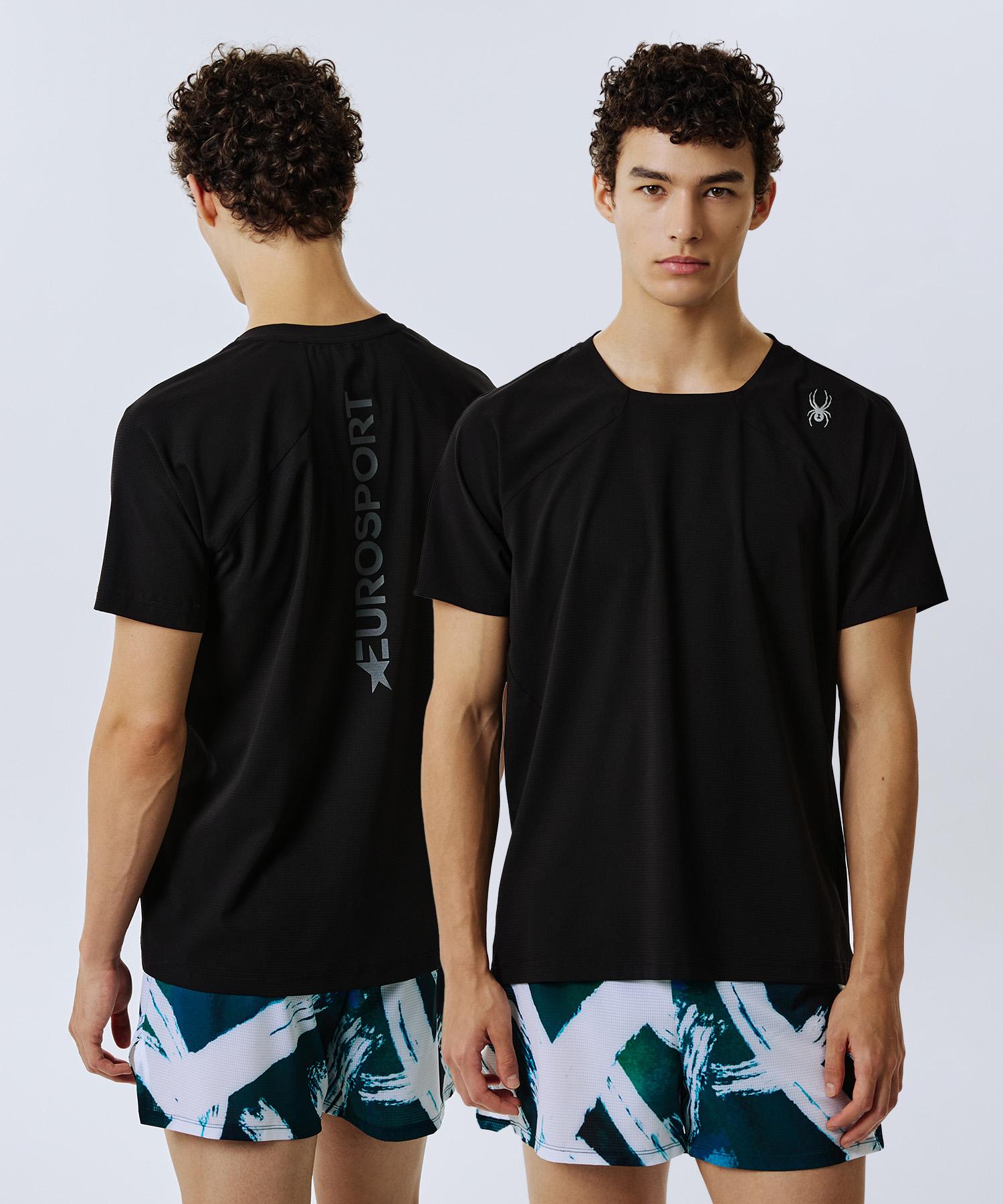 Spyder Men S Running Air Dot Short Sleeve T-Shirt Spjmcnrs231Mblk Black/095