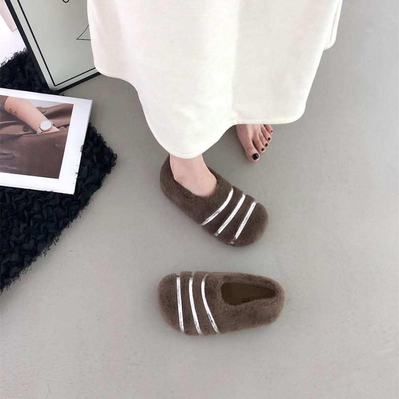 Thick-bottomed fluffy slippers for women to wear autumn and winter new slippers Korean version Korean version