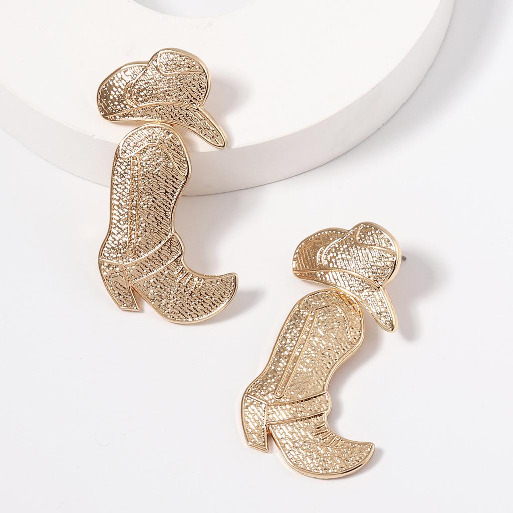 European and American New High-end Fashion Personalized Boots Alloy Earrings Geometric Pattern Hat Stud Earrings Versatile Earrings