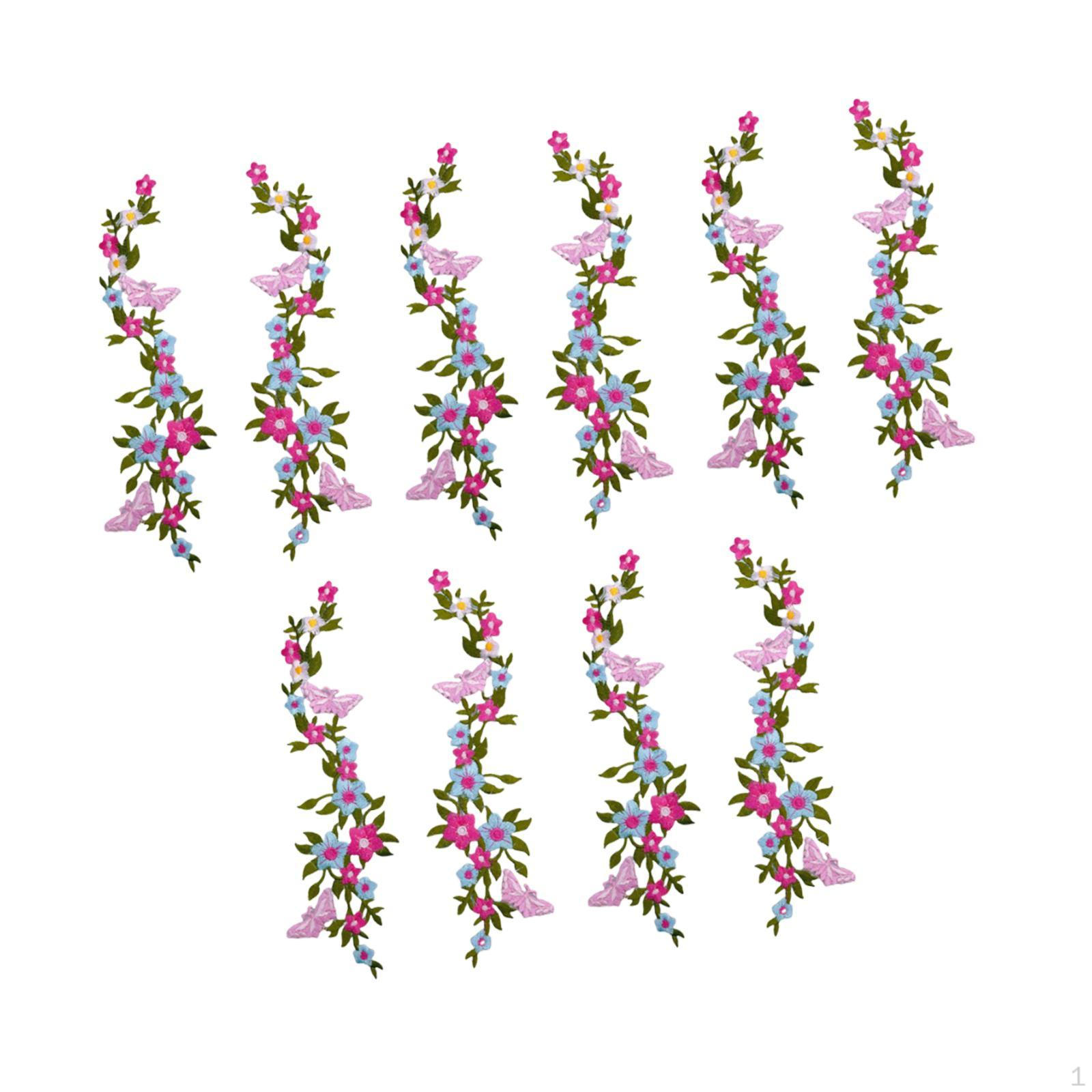 

10 Pieces Butterfly Flower Embroidered Iron on Embroidery Multicolor Appliques for colorful