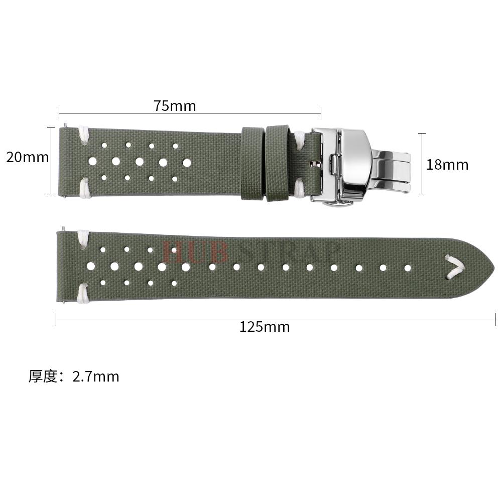 Sailcloth Watchband for Omega Business Cowhide Watch Band for Seiko 22mm 20mm Butterfly Buckle Stitching Brown Strap for Men