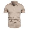 Men's Casual Short-sleeved Shirt - Solid Color, Simple and Stylish, Fitted Collar Shirt, Men's Top Garment