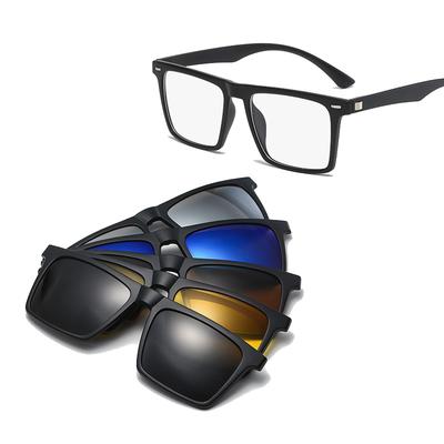 5 Lenes Magnet Clip Sunglasses Square Men Gray Frame Custom Prescription Women Myopia Glasses