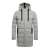Autumn Winter Men Jacket Cotton Padded Hooded Long Sleeve Drawstring Mid-length Windbreaker for Daily Wear